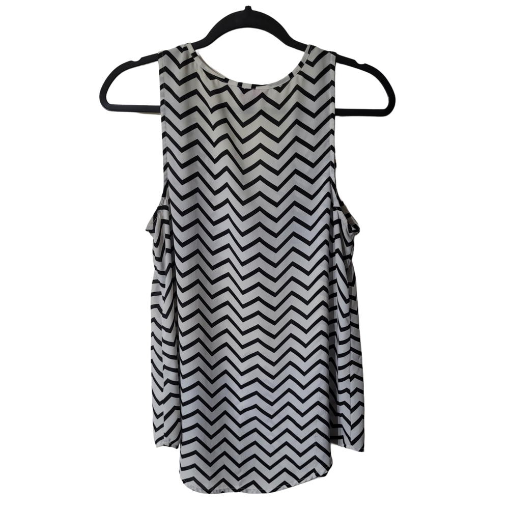 Candie's Black and White Chevron Tank Top Size Large - Picture 4 of 6